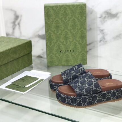 Gucci Electric embroidered platform slippers Size：35-43 note shoes size when you fill shipping address