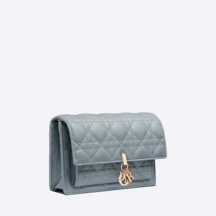 LADY DIOR CHAIN POUCH Cloud Blue Cannage Lambskin