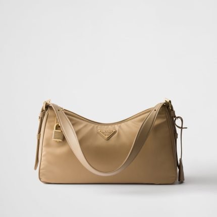 Prada Aimée Large Re-Nylon and Leather Shoulder Bag With Padlock