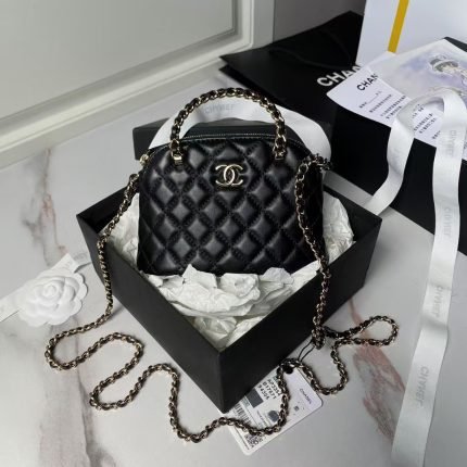Chanel 24B AP3354 Calfskin Chain Clutch Black