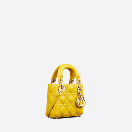 MICRO LADY DIOR BAG Yellow Cannage Lambskin