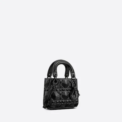 MICRO LADY DIOR BAG Black Cannage Calfskin with Diamond Motif